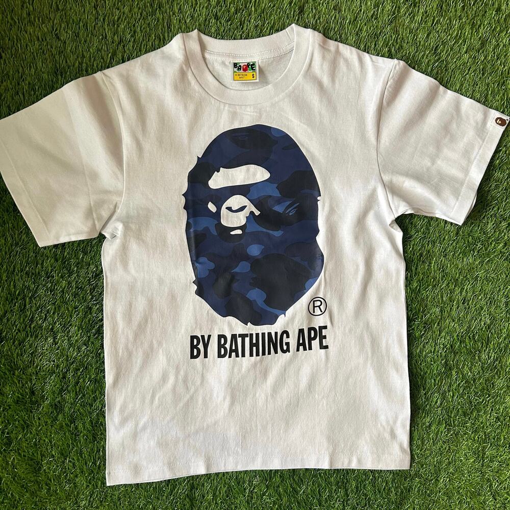 Bape Navy Blue Ape Head White Camo Tee